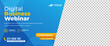 © Applesix_std - Business webinar horizontal banner design. Modern banner design with blue background color and place for the photo. Usable for banner, cover, and header.