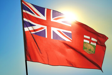 Poster - Manitoba province of Canada flag waving on the wind