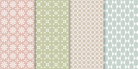 Wall Mural - Set of minimal geometric texture seamless patterns. Repeating simple geometrical shapes backgrounds.