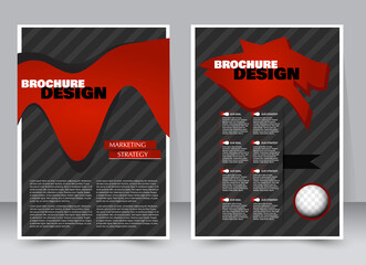 Wall Mural - Abstract flyer design background. Brochure template. Annual report cover. Can be used for magazine, business mockup set, education, presentation. Vector illustration a4 size.  Red and black color.