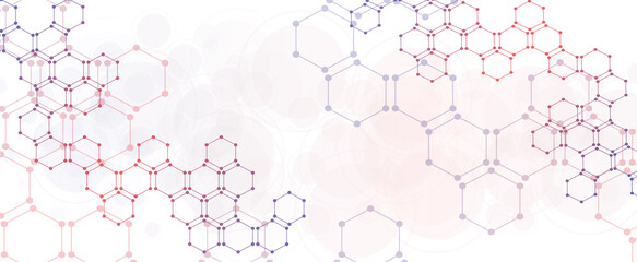 Vector illustration of molecular structure.  Abstract background for innovation technology, science, healthcare, and medicine
