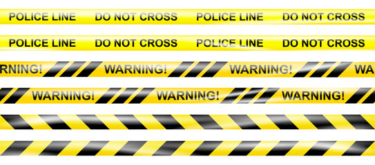 Wall Mural - realistic under construction crossing caution tape of warning signs for construction area or crime s