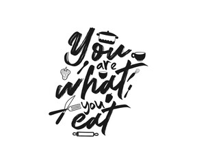 Wall Mural - You are what you eat kitchen quote design 
