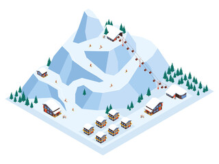 Wall Mural - Ski Resort Isometric Illustration