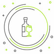 © Oksana - Line Wine bottle with glass icon isolated on white background. Colorful outline concept. Vector
