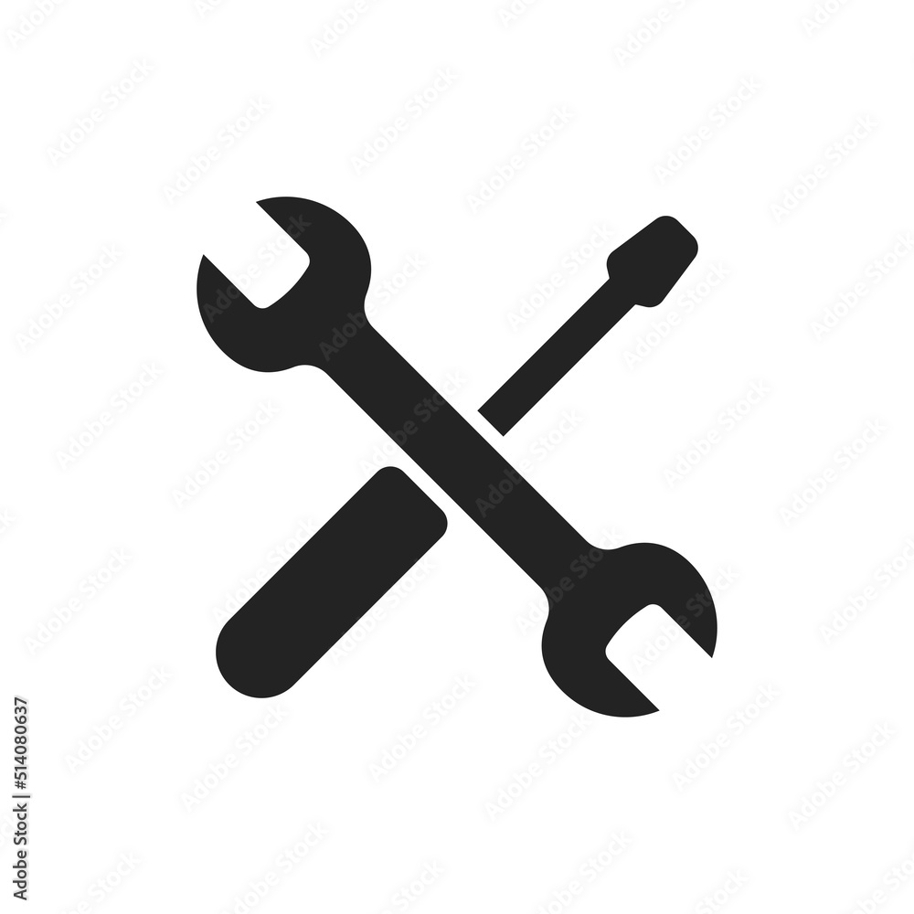 Work tools icon. Wrench vector logo. Simple icons of the screwdriver ...