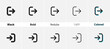 Exit and sign in an icon. Log in and log out vector symbol. Simple account icons. Black, bold, regular, thin, output, and input icon set.