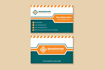 Wall Mural - modern, simple and luxury standard business card design. the combination white, brown, green and ora