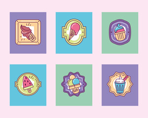 Wall Mural - set of cool food labels