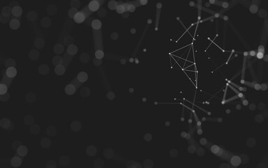 Abstract background. Molecules technology with polygonal shapes, connecting dots and lines. Connection structure. Big data visualization.