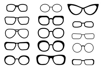 Glasses set in hipster style. Art collection. Vector illustration. stock image.