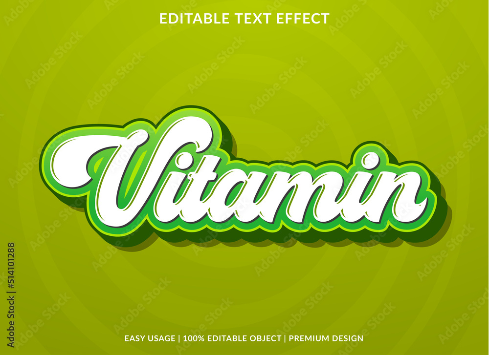 vitamin text effect template with editable layout and abstract style ...