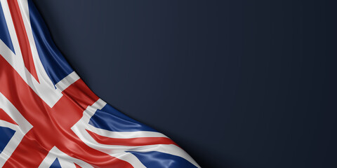 Wall Mural - United kingdom flag on blue background with copy space 3D render
