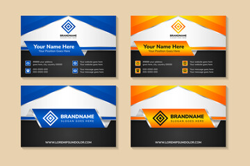 Wall Mural - clean modern business card design template, vector background. creative combination blue, orange, ye