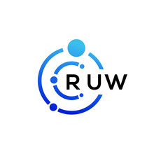 RUW Letter IT Services Logo Design On White Background. RUW Creative Initials Letter Technology Logo Concept. RUW Tech Design.
