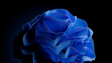 Trendy Flower Design Background, With Wavy, Abstract Blue Surfaces. 3D Render.