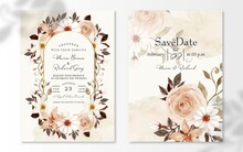 Gorgeous Rustic White And Brown Flower Watercolor Floral Wedding Invitation Set
