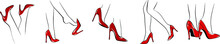 Women's Red Stilettos Vector Set Fashion Illustration