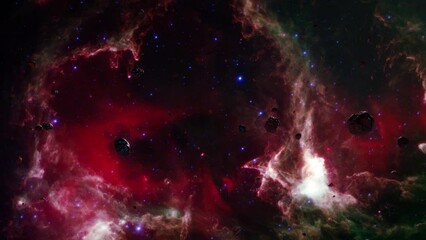 Wall Mural - galaxy space flight exploration space rock scence at pillars of star formation . 4k looping animatio