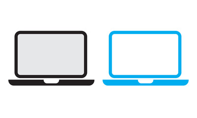 laptop icon set of two. laptop or notebook computer. line icon vector