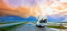 Motor Home- Campervan Caravan Vehicle On The Road