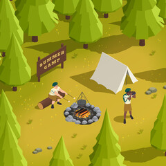 Wall Mural - Summer Camp Illustration