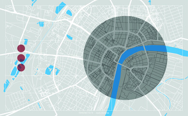 Modern vector map of Szeged, Hungary