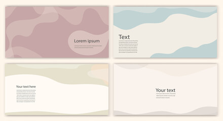 Wall Mural - Creative modern layout template set in minimalist style with curved shapes.Set poster copy space.Backgrounds banner leaflet covers or web pages with trendy colors for corporate identity