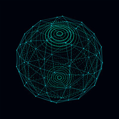 Wall Mural - vector futuristic sphere of particles and lines. network connection big data. abstract technology ba