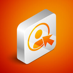 Sticker - Isometric Create account screen icon isolated on orange background. Silver square button. Vector