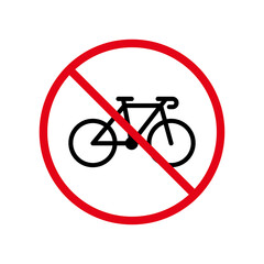 Wall Mural - Bike Cycle Ban Black Silhouette Icon. Bicycle Parking Forbidden Pictogram. Bike Race Red Stop Circle Symbol. No Allowed Bicycle Road Sign. Bycicle Prohibited. Isolated Vector Illustration