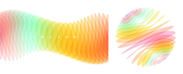 Wall Mural - sphere. abstract digital wave with dynamic effect. 3d vector illustration made of various overlappin