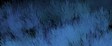 Abstract Blue Background. Grass Texture Wallpaper. Summer Nature. Watercolor On Paper, Dark Colors	