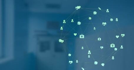 Canvas Print - Animation of network of connections with icons