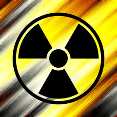 Nuclear radiation symbol on grunge wall. Vector background