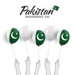 © andry7 - Vector Illustration of Pakistan Independence Day. Hand with balloons