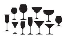 Set Of Wine Glass Vector Illustration