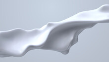 Creamy White Liquid Wave. Vector 3d Illustration.
