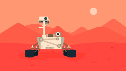 Sticker - Mars rover on the surface of Mars