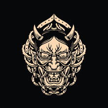 Chained Oni Tattoo Vector Design