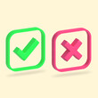 © Thitigul - 3D Correct incorrect sign right and wrong mark icon set vector