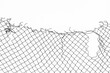 Leinwandbild Motiv Wire fence or metal net isolated on white background, sun rays. hole in net. Wire mesh fence, Rabitz net. illustration.