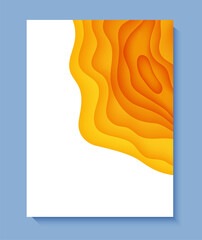 Wall Mural - Abstract yellow background in cut paper style. Cutout orange wallpaper. Wavy template for save the Earth posters, eco brochures, business presentations. Vector card illustration of papercut background