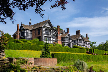 The 14th century Tudor buildings of Bramhall Hall in Bramhall, south Manchester, England. 