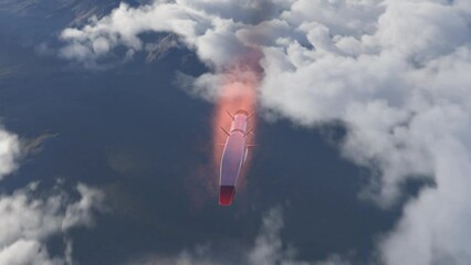 Wall Mural - Hypersonic rocket flies above the clouds