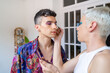 © ADDICTIVE STOCK - Transgender Man Getting Makeup Done By Boyfriend
