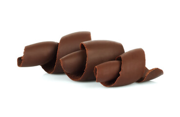 Fototapete - Chocolate Curls on white background