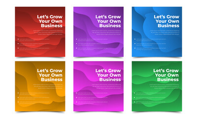 Wall Mural - set of colorful square banners template design. usable for social media post, card, and web.
