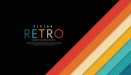 Wall Mural - vintage 70s stripes colorful rainbow. abstract retro line background. vector illustration. 1970s col