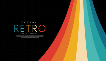Wall Mural - abstract retro line background. vintage 70s stripe colorful rainbow. vector illustration. 1970s colo